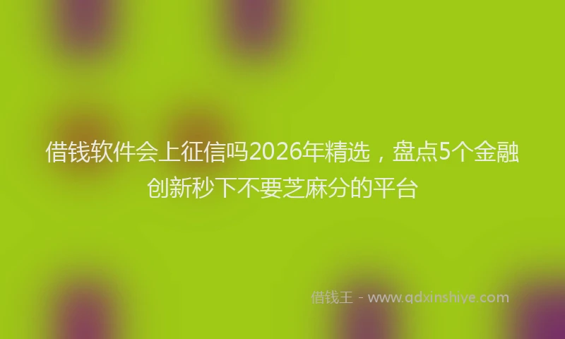 借钱软件会上征信吗2026年精选，盘点5个金融创新秒下不要芝麻分的平台