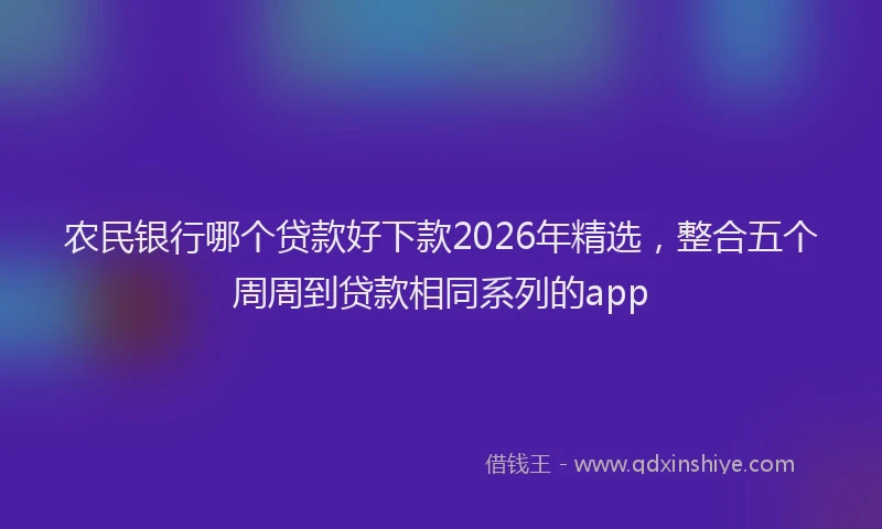 农民银行哪个贷款好下款2026年精选，整合五个周周到贷款相同系列的app