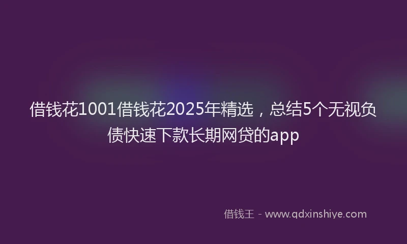 借钱花1001借钱花2025年精选，总结5个无视负债快速下款长期网贷的app