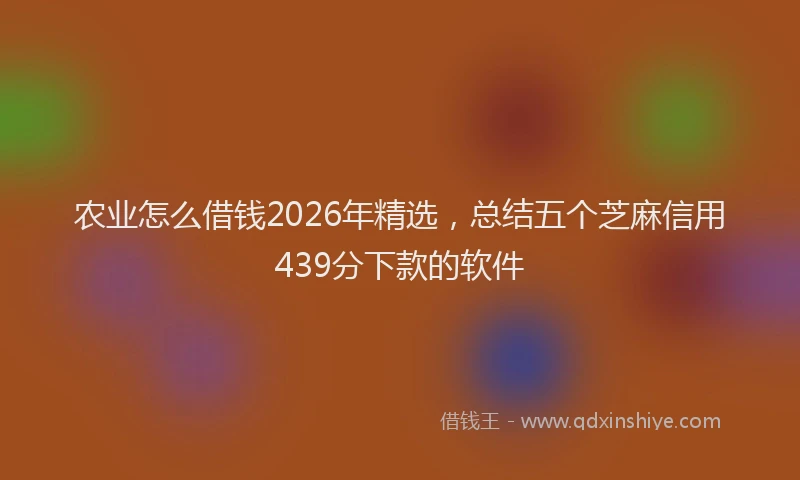 农业怎么借钱2026年精选，总结五个芝麻信用439分下款的软件