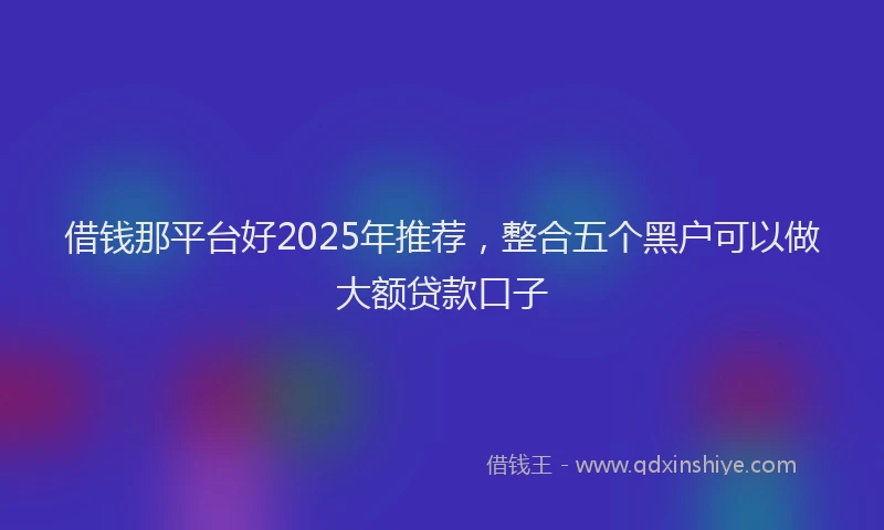 借钱那平台好2025年推荐,整合五个黑户可以做大额贷款口子