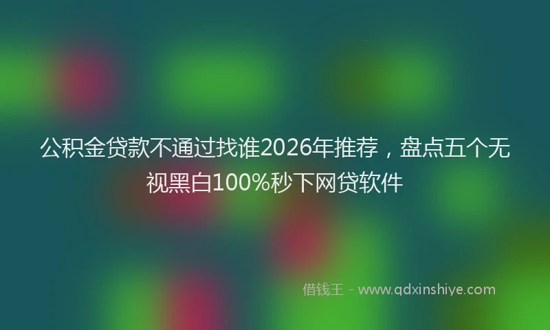 公积金贷款不通过找谁2026年推荐，盘点五个无视黑白100%秒下网贷软件