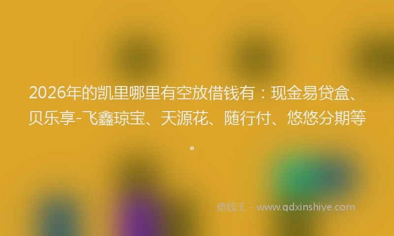 2026年的凯里哪里有空放借钱有：现金易贷盒、贝乐享-飞鑫琼宝、天源花、随行付、悠悠分期等。