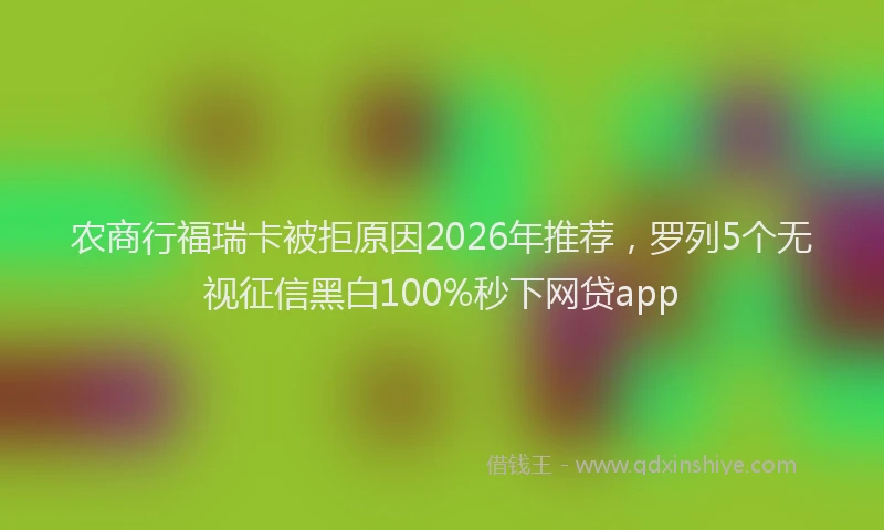 农商行福瑞卡被拒原因2026年推荐，罗列5个无视征信黑白100%秒下网贷app
