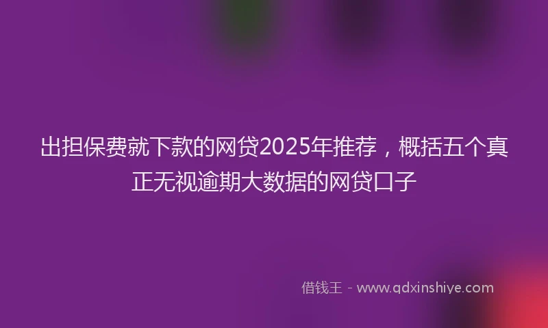 出担保费就下款的网贷2025年推荐，概括五个真正无视逾期大数据的网贷口子