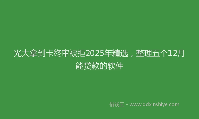 光大拿到卡终审被拒2025年精选，整理五个12月能贷款的软件