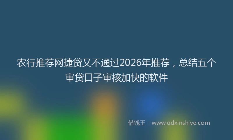 农行推荐网捷贷又不通过2026年推荐，总结五个审贷口子审核加快的软件