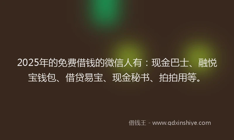 2025年的免费借钱的微信人有：现金巴士、融悦宝钱包、借贷易宝、现金秘书、拍拍用等。
