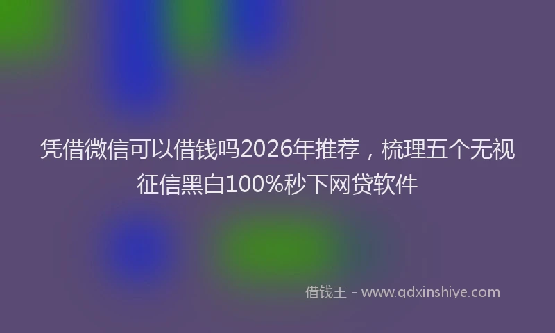 凭借微信可以借钱吗2026年推荐，梳理五个无视征信黑白100%秒下网贷软件