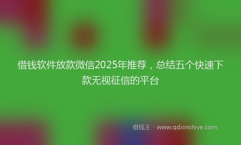 借钱软件放款微信2025年推荐,总结五个快速下款无视征信的平台