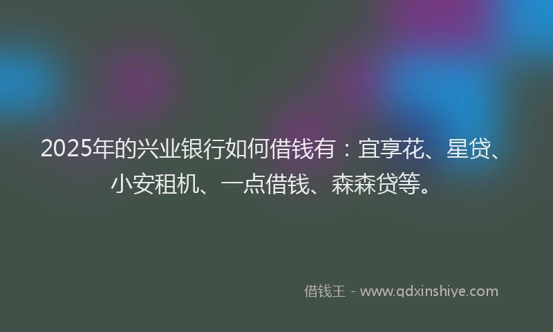 2025年的兴业银行如何借钱有：宜享花、星贷、小安租机、一点借钱、森森贷等。