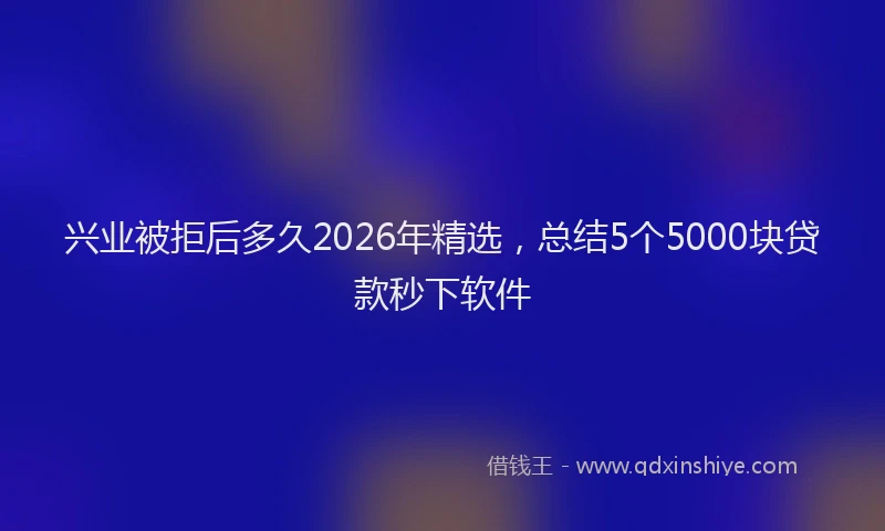 兴业被拒后多久2026年精选，总结5个5000块贷款秒下软件