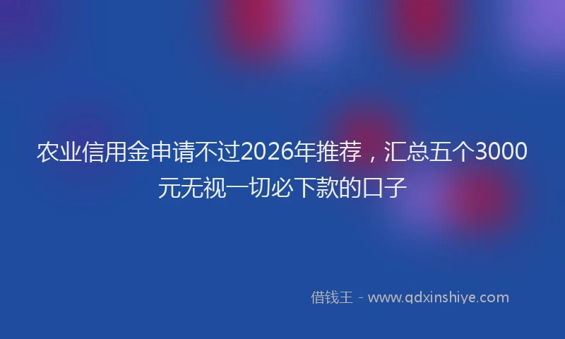 农业信用金申请不过2026年推荐，汇总五个3000元无视一切必下款的口子
