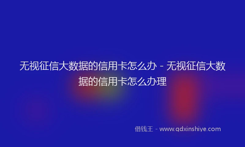 无视征信大数据的信用卡怎么办 - 无视征信大数据的信用卡怎么办理