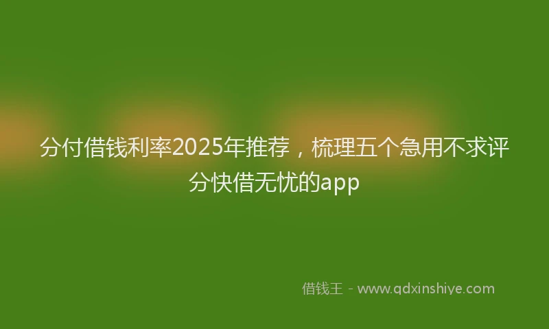 分付借钱利率2025年推荐，梳理五个急用不求评分快借无忧的app
