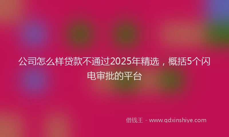 公司怎么样贷款不通过2025年精选，概括5个闪电审批的平台