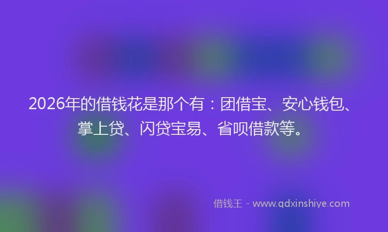 2026年的借钱花是那个有：团借宝、安心钱包、掌上贷、闪贷宝易、省呗借款等。