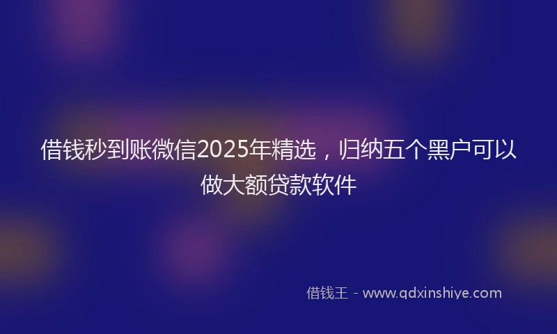 借钱秒到账微信2025年精选，归纳五个黑户可以做大额贷款软件