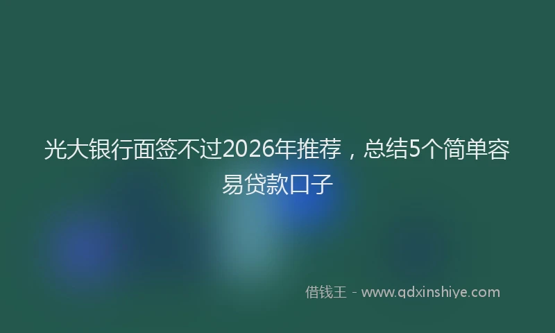 光大银行面签不过2026年推荐，总结5个简单容易贷款口子