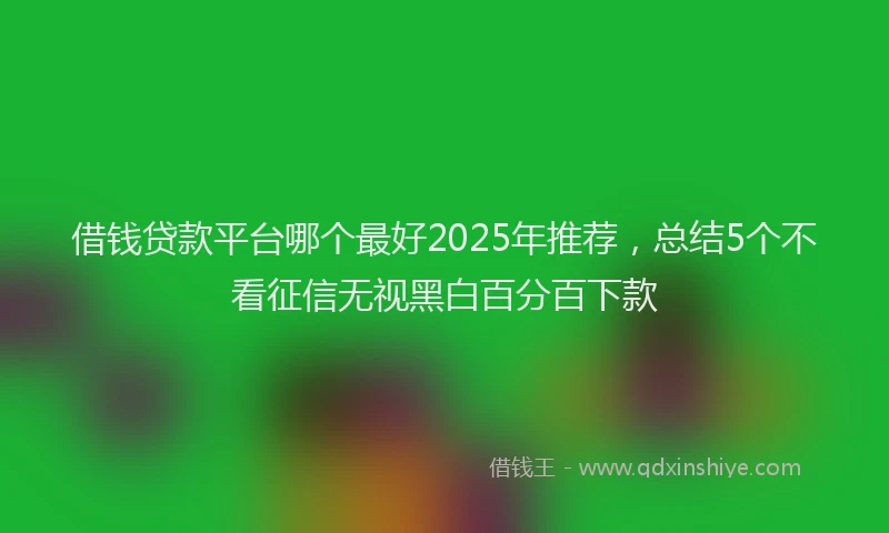借钱贷款平台哪个最好2025年推荐,总结5个不看征信无视黑白百分百下款