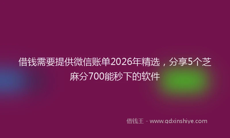 借钱需要提供微信账单2026年精选，分享5个芝麻分700能秒下的软件