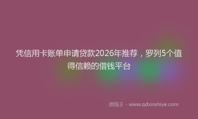 凭信用卡账单申请贷款2026年推荐，罗列5个值得信赖的借钱平台