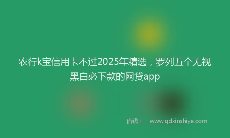 农行k宝信用卡不过2025年精选,罗列五个无视黑白必下款的网贷app