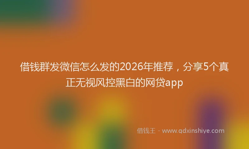 借钱群发微信怎么发的2026年推荐,分享5个真正无视风控黑白的网贷app