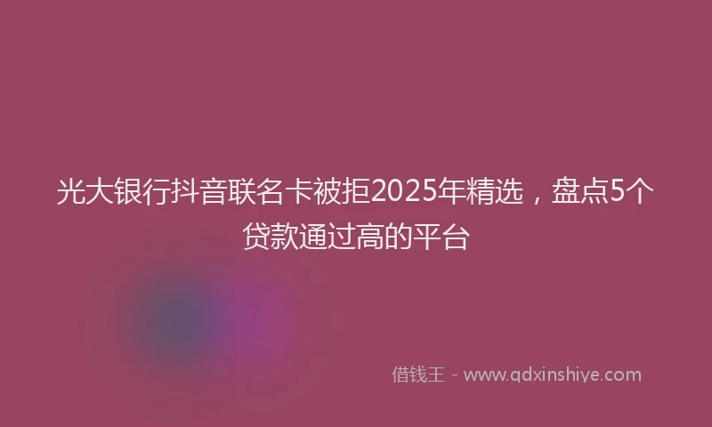 光大银行抖音联名卡被拒2025年精选，盘点5个贷款通过高的平台