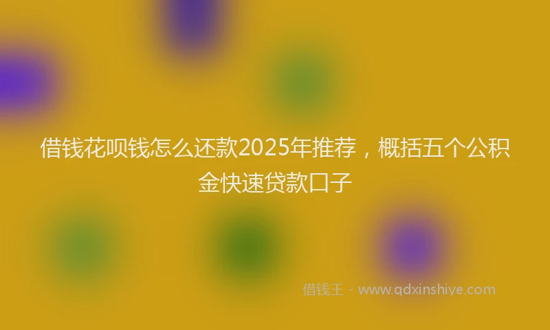 借钱花呗钱怎么还款2025年推荐，概括五个公积金快速贷款口子
