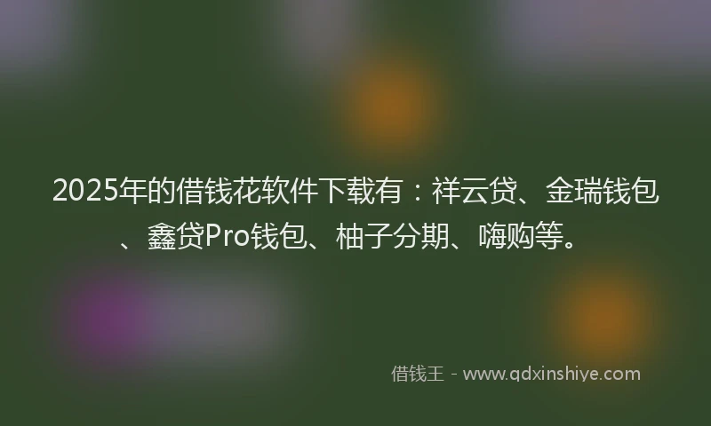 2025年的借钱花软件下载有：祥云贷、金瑞钱包、鑫贷Pro钱包、柚子分期、嗨购等。
