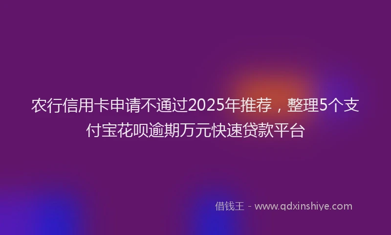 农行信用卡申请不通过2025年推荐，整理5个支付宝花呗逾期万元快速贷款平台