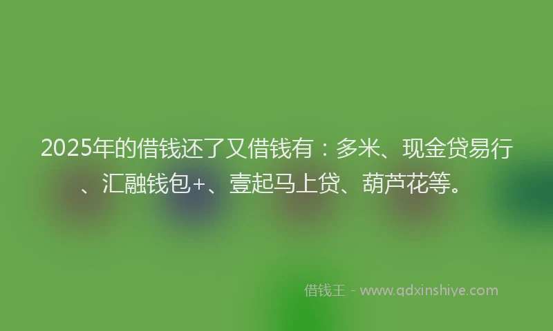 2025年的借钱还了又借钱有：多米、现金贷易行、汇融钱包+、壹起马上贷、葫芦花等。