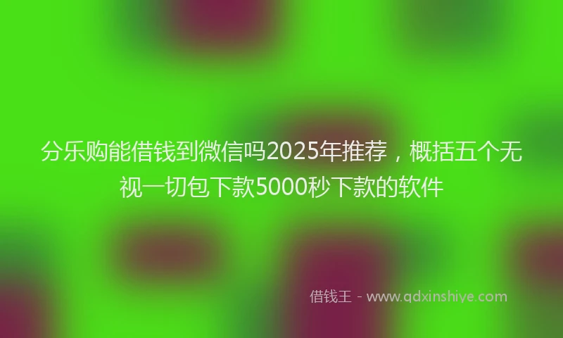 分乐购能借钱到微信吗2025年推荐，概括五个无视一切包下款5000秒下款的软件