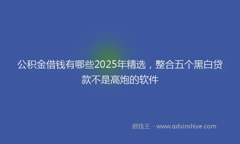 公积金借钱有哪些2025年精选，整合五个黑白贷款不是高炮的软件