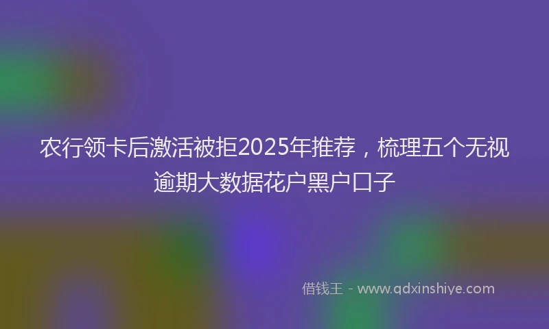 农行领卡后激活被拒2025年推荐，梳理五个无视逾期大数据花户黑户口子
