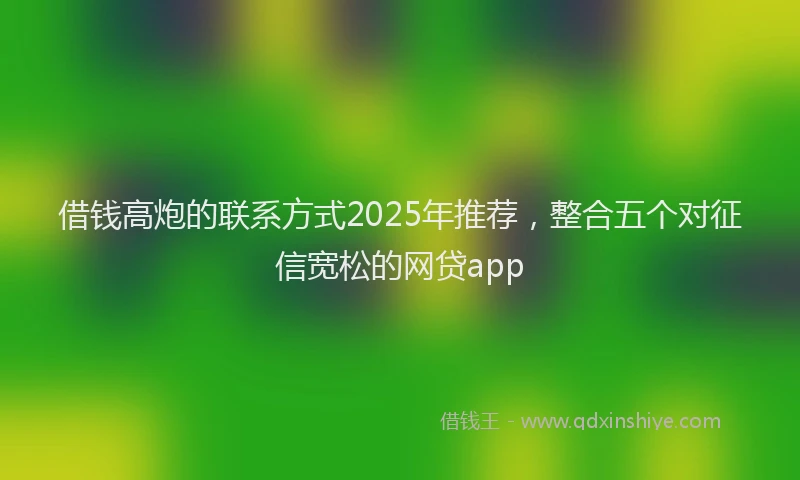 借钱高炮的联系方式2025年推荐，整合五个对征信宽松的网贷app