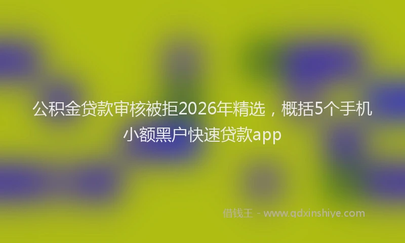公积金贷款审核被拒2026年精选，概括5个手机小额黑户快速贷款app