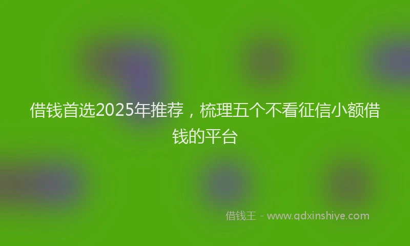 借钱首选2025年推荐，梳理五个不看征信小额借钱的平台