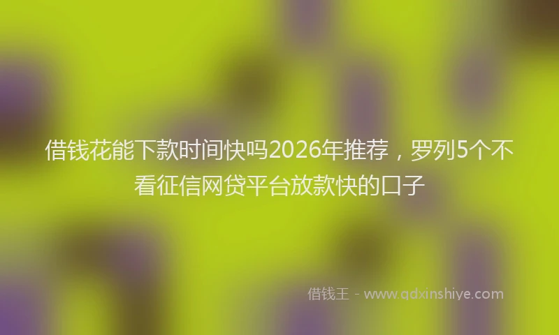 借钱花能下款时间快吗2026年推荐，罗列5个不看征信网贷平台放款快的口子