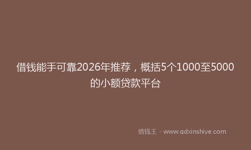 借钱能手可靠2026年推荐，概括5个1000至5000的小额贷款平台