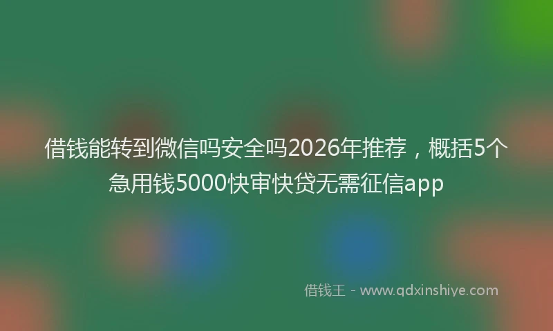 借钱能转到微信吗安全吗2026年推荐，概括5个急用钱5000快审快贷无需征信app