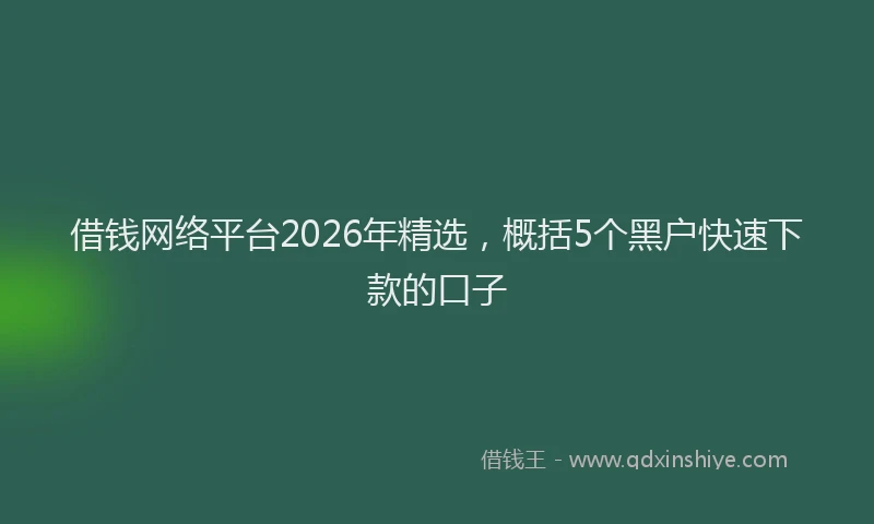借钱网络平台2026年精选，概括5个黑户快速下款的口子