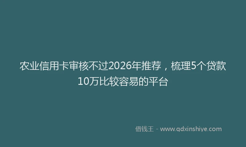 农业信用卡审核不过2026年推荐，梳理5个贷款10万比较容易的平台