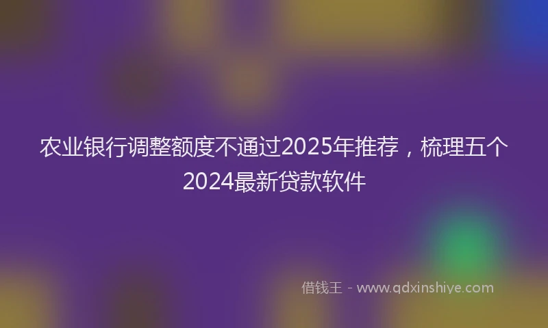 农业银行调整额度不通过2025年推荐,梳理五个2024最新贷款软件