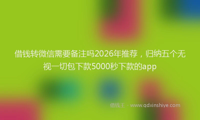 借钱转微信需要备注吗2026年推荐，归纳五个无视一切包下款5000秒下款的app