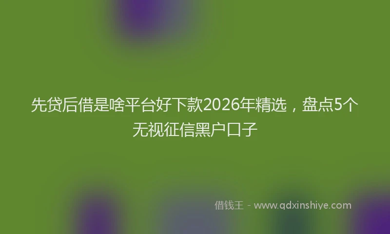 先贷后借是啥平台好下款2026年精选，盘点5个无视征信黑户口子