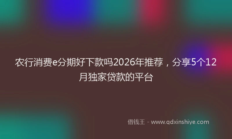 农行消费e分期好下款吗2026年推荐，分享5个12月独家贷款的平台