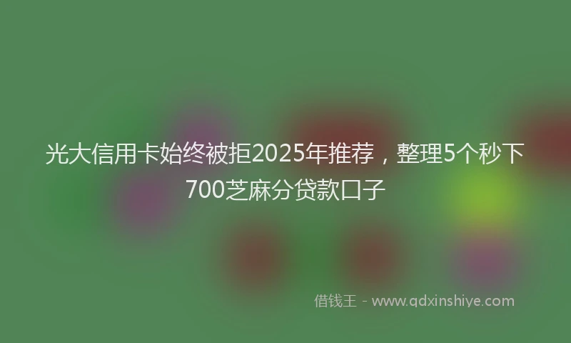 光大信用卡始终被拒2025年推荐，整理5个秒下700芝麻分贷款口子