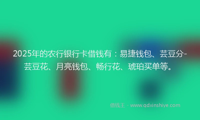 2025年的农行银行卡借钱有：易捷钱包、芸豆分-芸豆花、月亮钱包、畅行花、琥珀买单等。